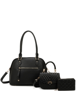 3in1 Fashion Dome Satchel Bag LF453T3 BLACK